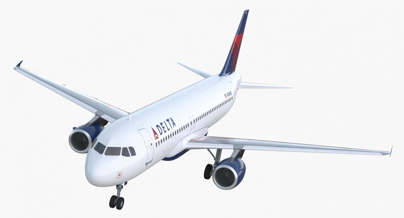 Airbus A320 Delta Air Lines Rigged 3D model