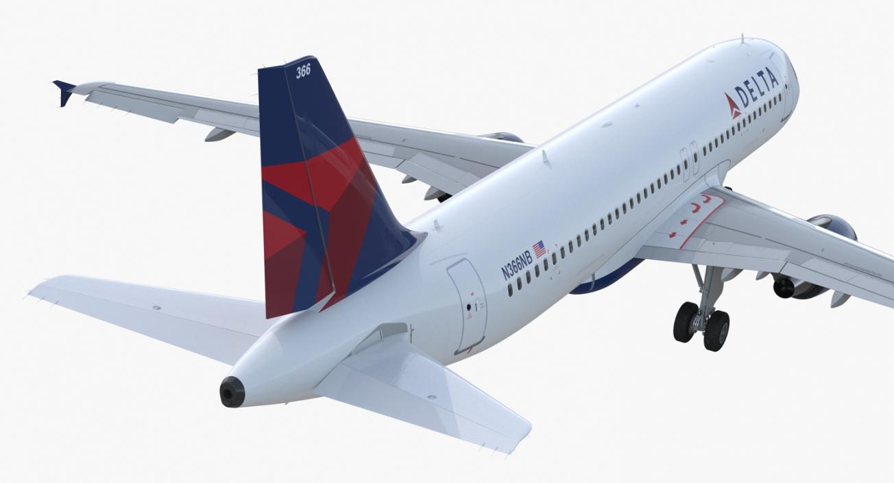 Airbus A320 Delta Air Lines Rigged 3D model