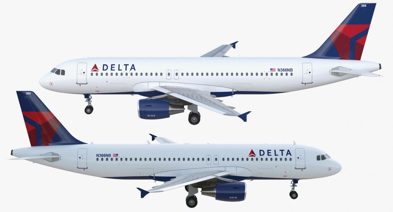 Airbus A320 Delta Air Lines Rigged 3D model