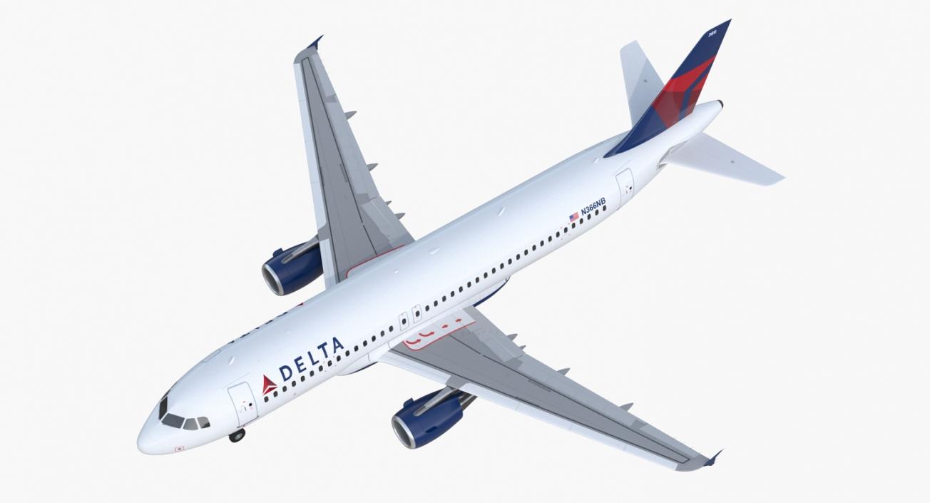 Airbus A320 Delta Air Lines Rigged 3D model