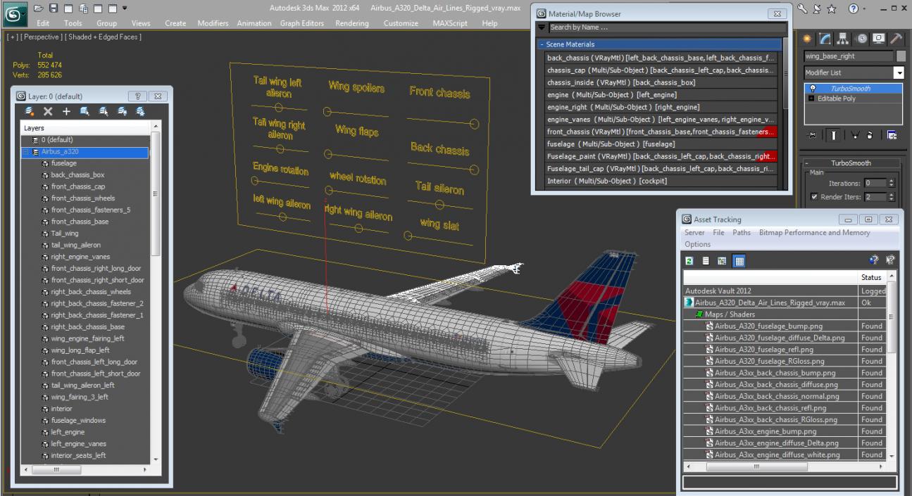 Airbus A320 Delta Air Lines Rigged 3D model