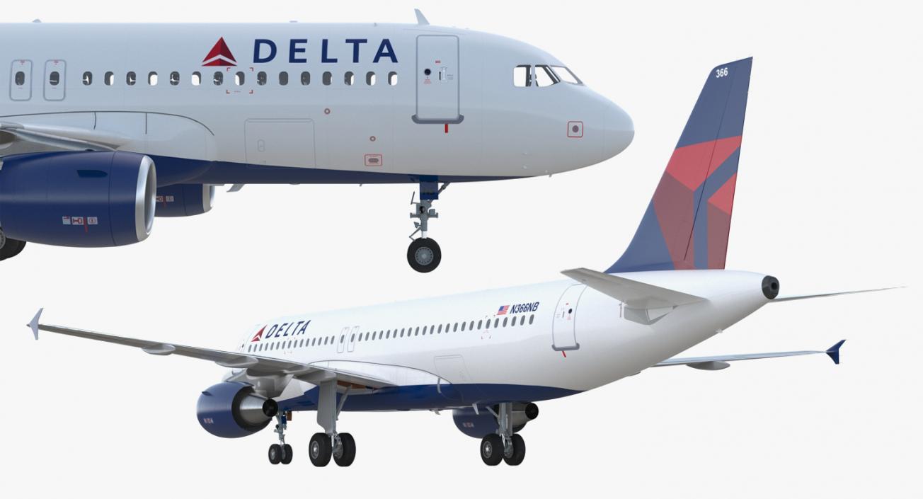 Airbus A320 Delta Air Lines Rigged 3D model