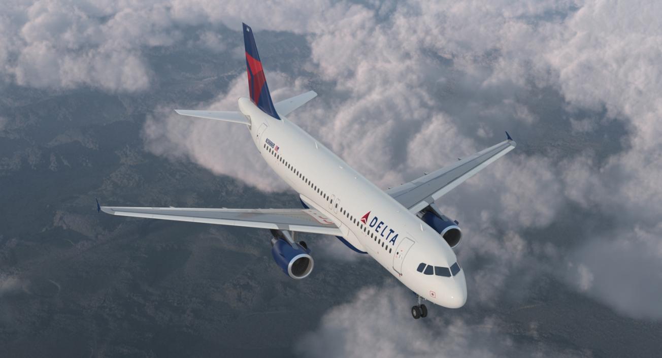 Airbus A320 Delta Air Lines Rigged 3D model