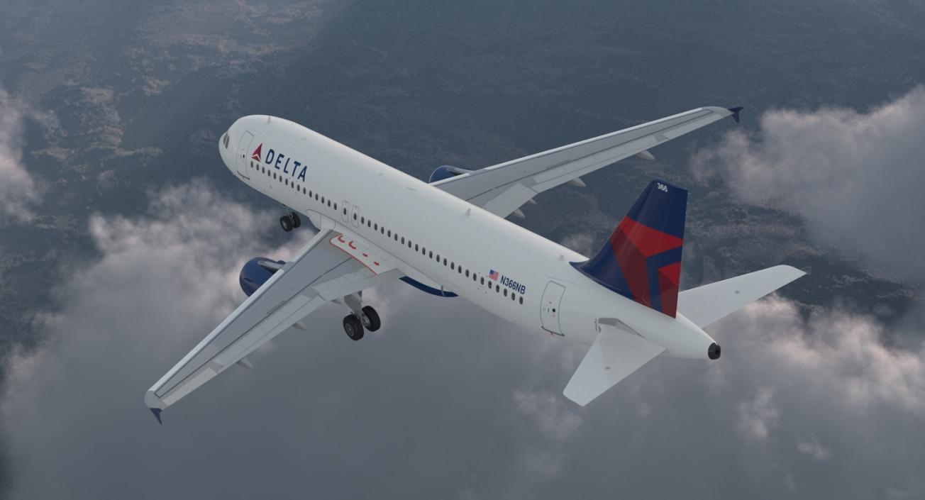 Airbus A320 Delta Air Lines Rigged 3D model