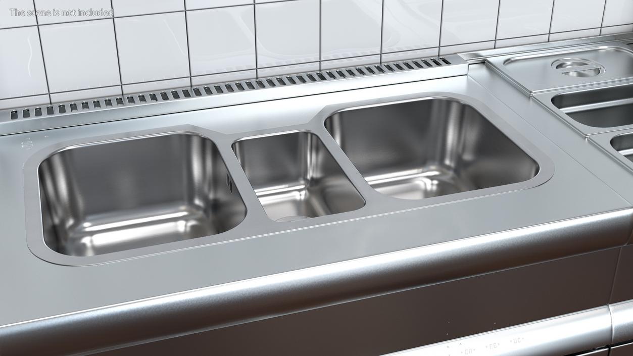 3D model Undermount Triple Bowl Kitchen Sink