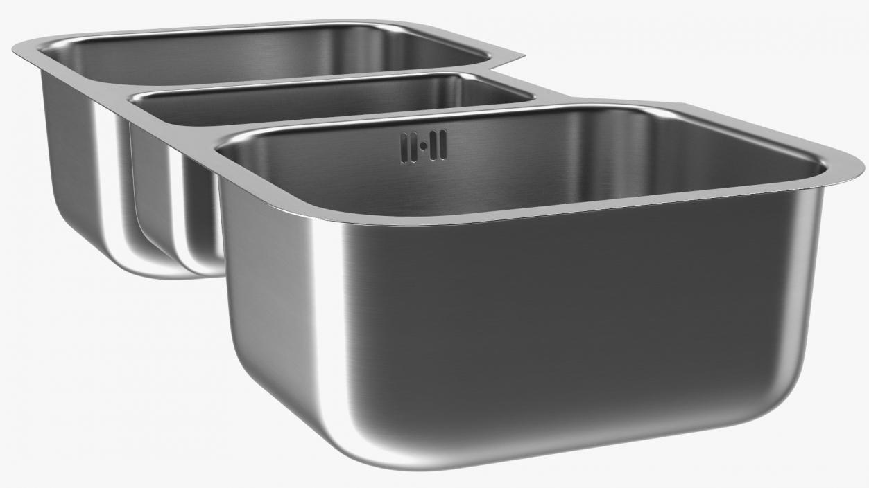 3D model Undermount Triple Bowl Kitchen Sink