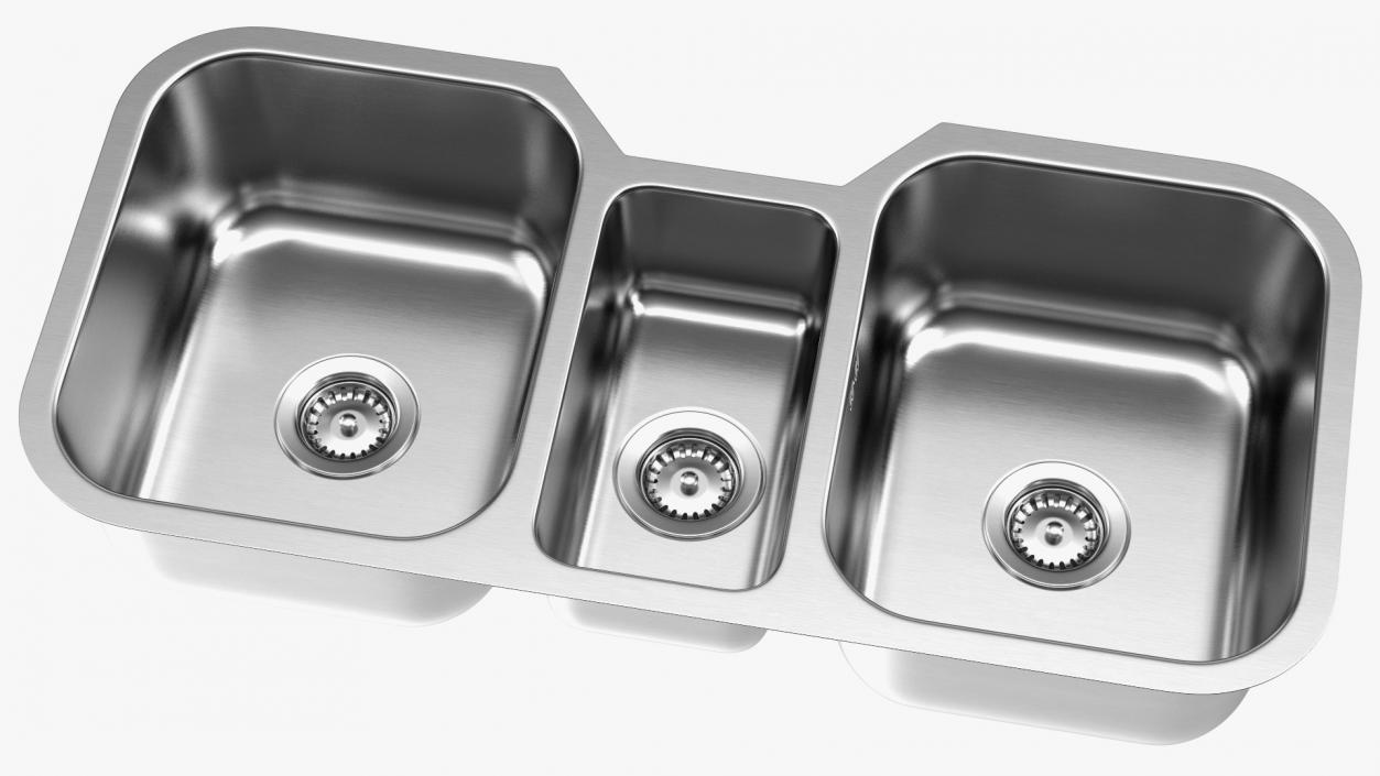 3D model Undermount Triple Bowl Kitchen Sink