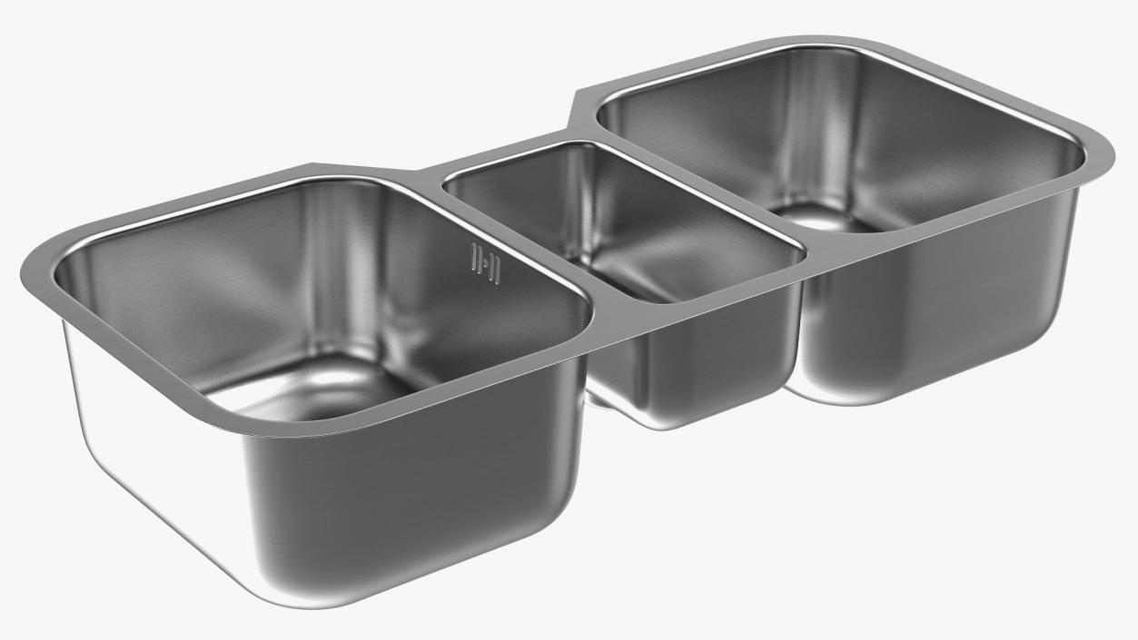 3D model Undermount Triple Bowl Kitchen Sink