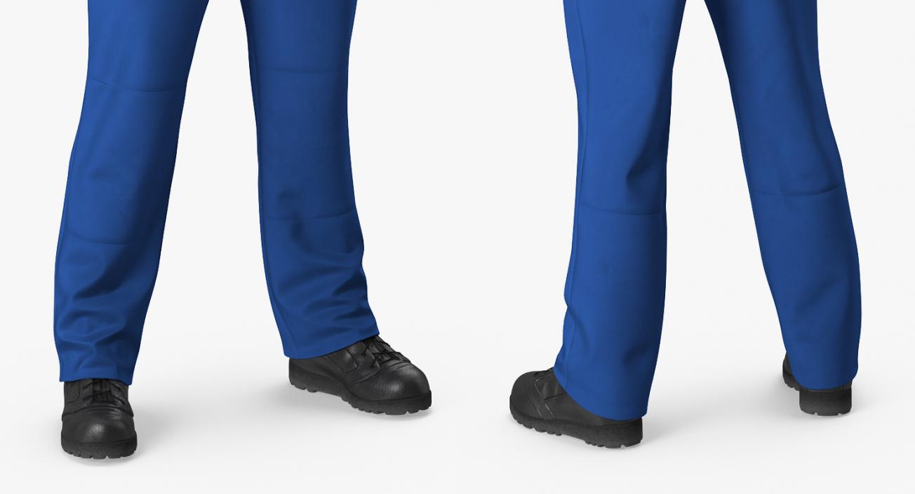 Mechanic Worker Wearing Blue Overalls Rigged 3D model