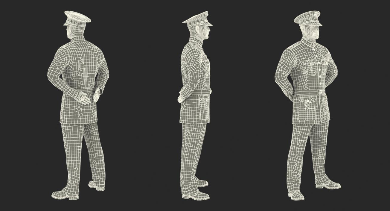 USMC US Marine Officer Wearing Parade Uniform Standing Pose 3D model