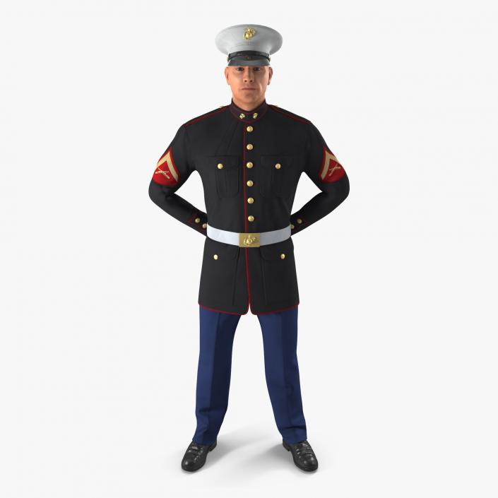 USMC US Marine Officer Wearing Parade Uniform Standing Pose 3D model