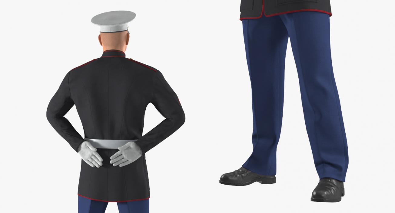 USMC US Marine Officer Wearing Parade Uniform Standing Pose 3D model