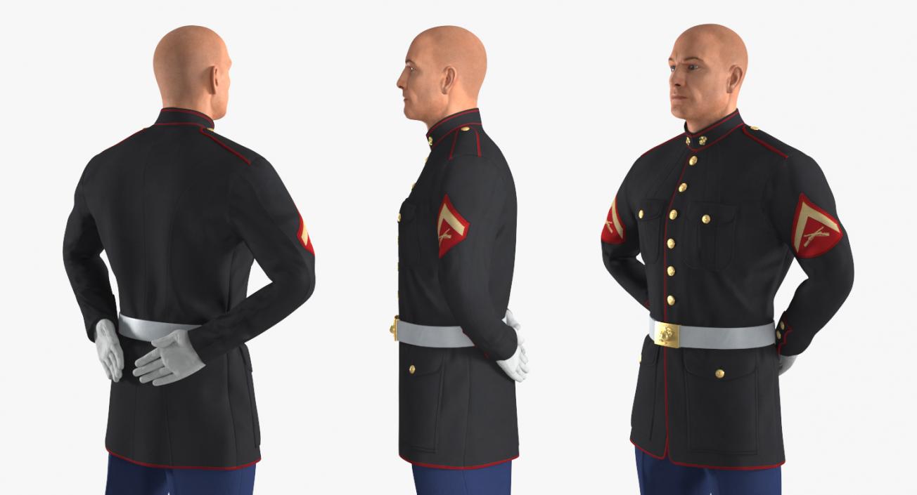 USMC US Marine Officer Wearing Parade Uniform Standing Pose 3D model