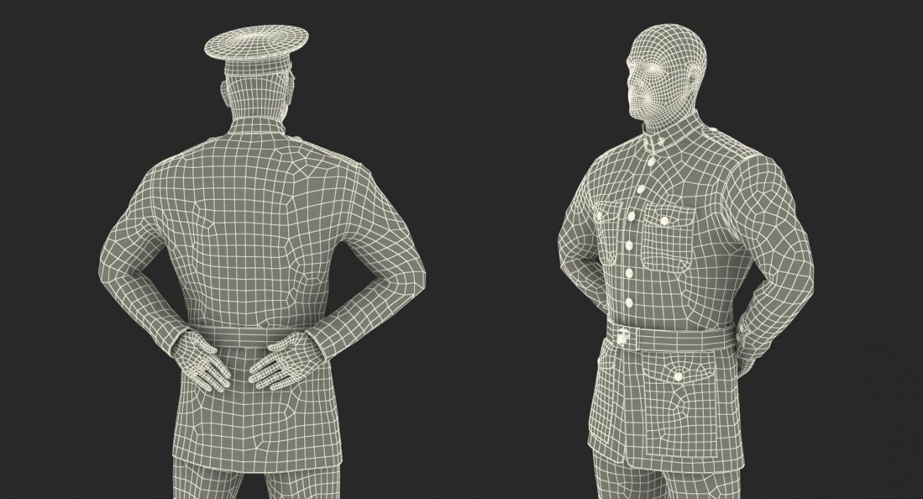 USMC US Marine Officer Wearing Parade Uniform Standing Pose 3D model