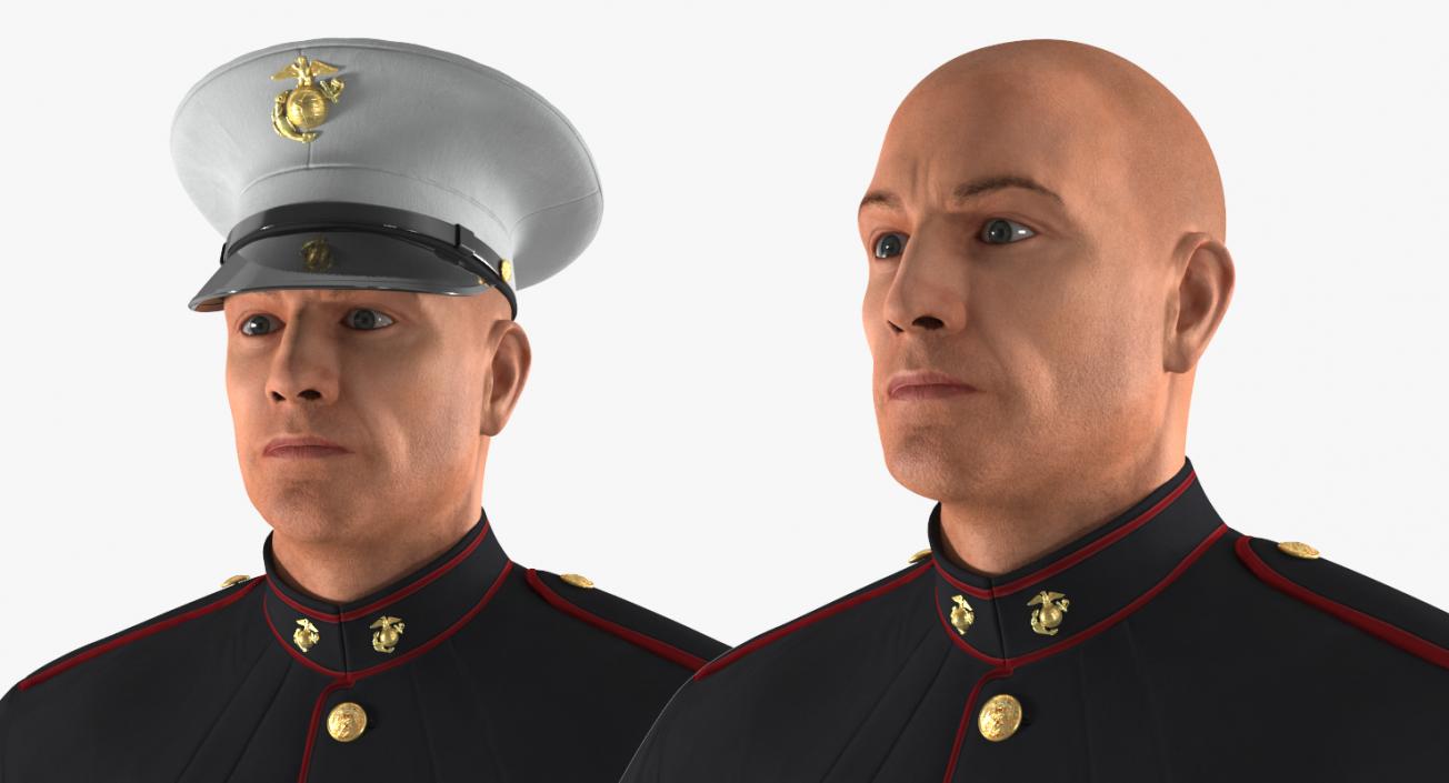 USMC US Marine Officer Wearing Parade Uniform Standing Pose 3D model