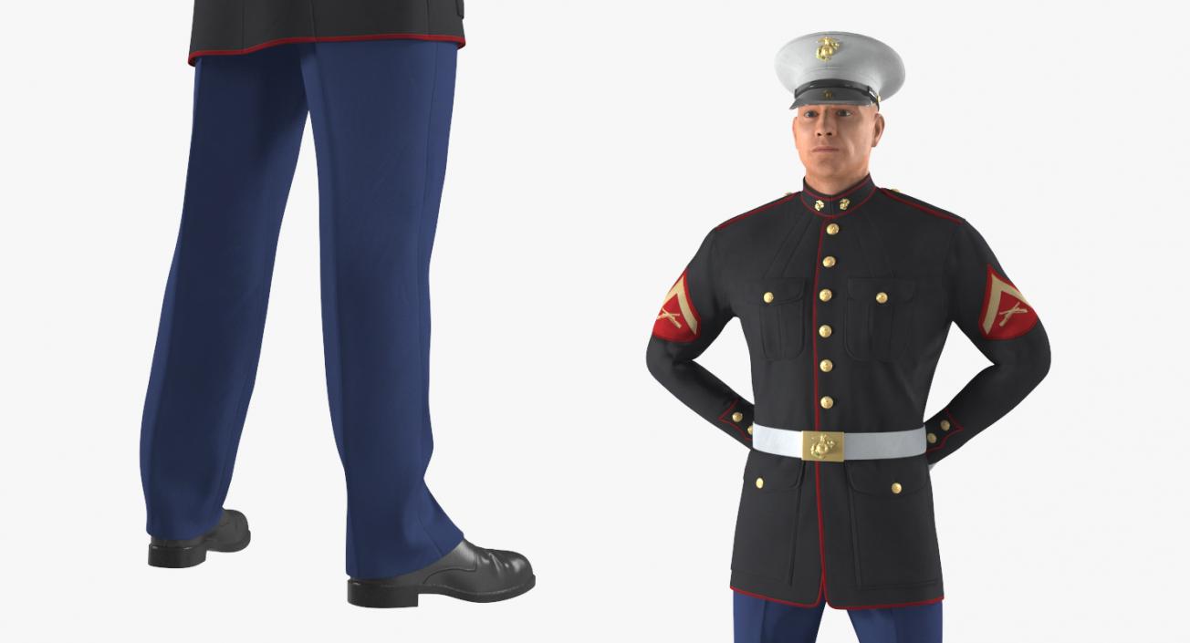 USMC US Marine Officer Wearing Parade Uniform Standing Pose 3D model