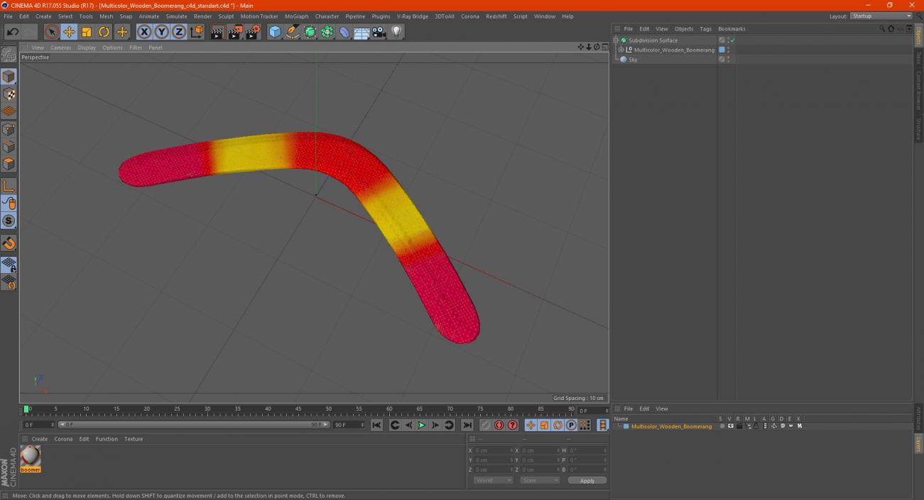 Multicolor Wooden Boomerang 3D