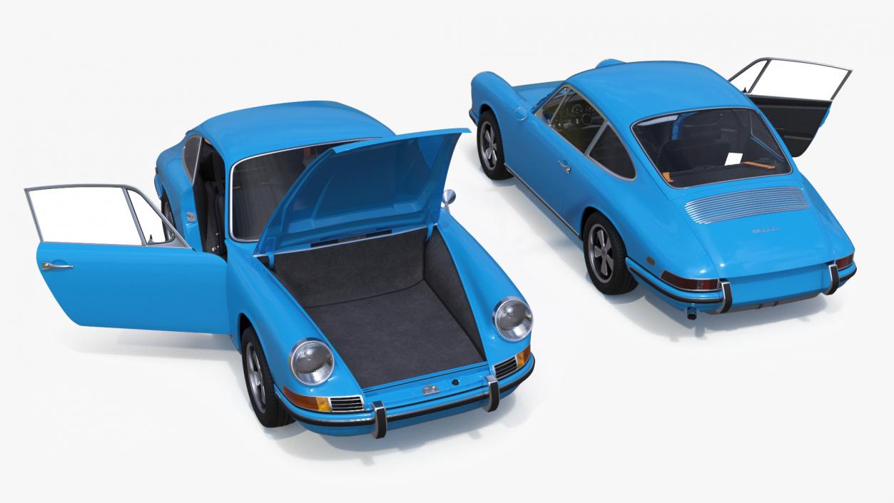 3D Porsche 911 1968 Blue Rigged model