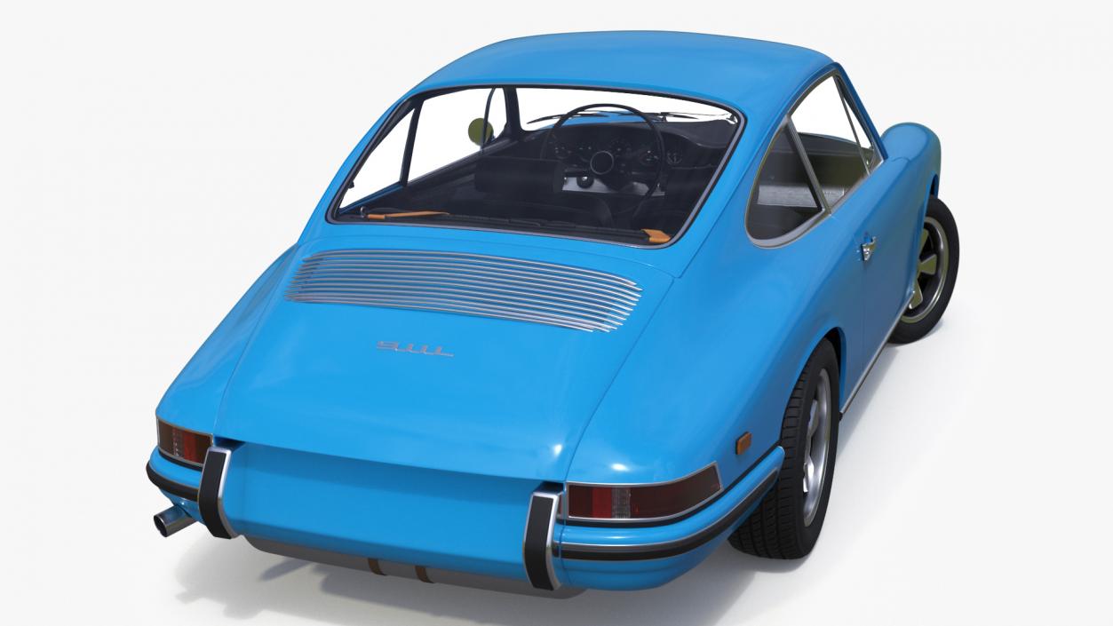 3D Porsche 911 1968 Blue Rigged model