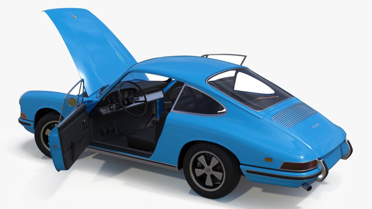 3D Porsche 911 1968 Blue Rigged model