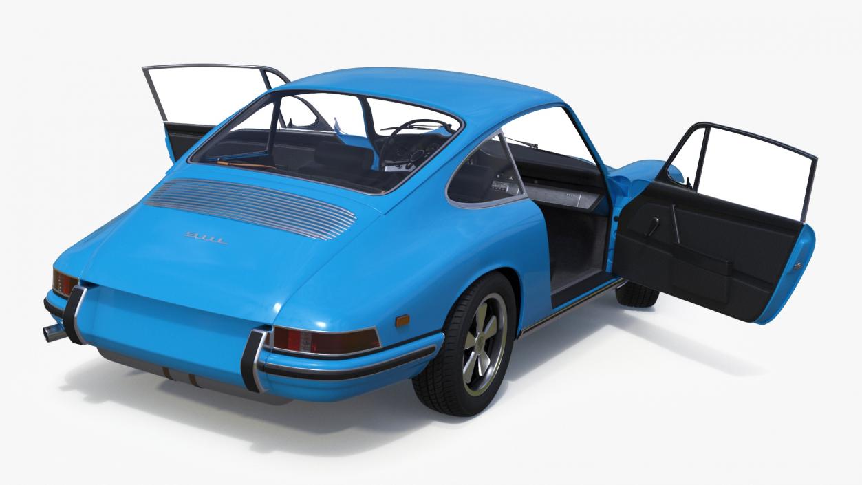 3D Porsche 911 1968 Blue Rigged model