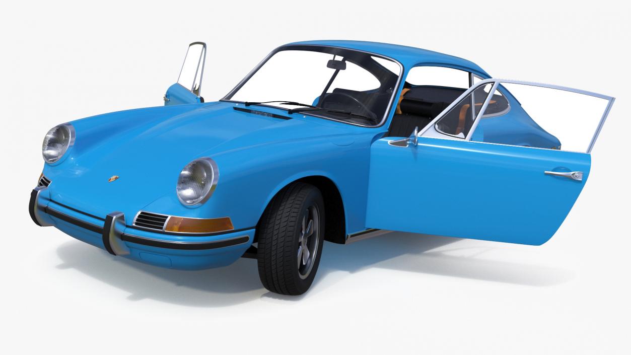 3D Porsche 911 1968 Blue Rigged model