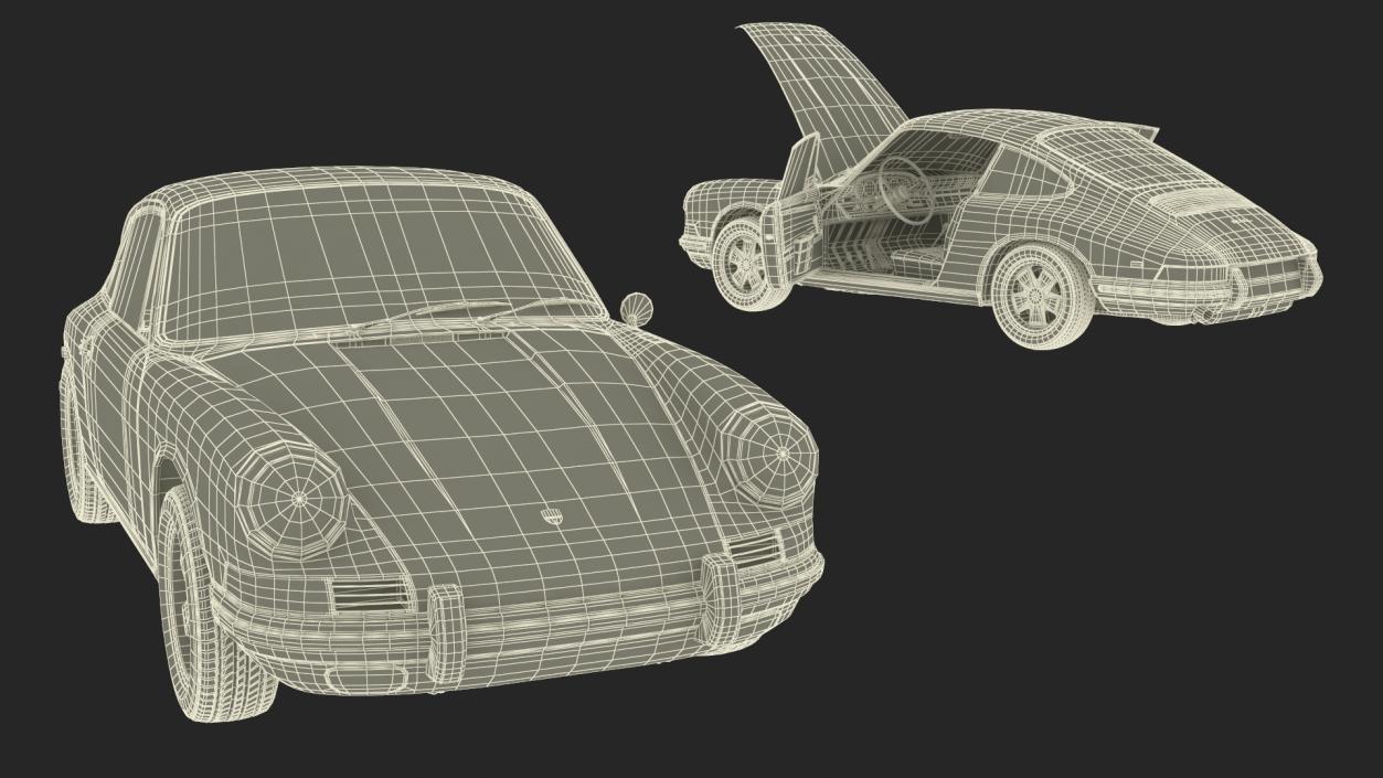 3D Porsche 911 1968 Blue Rigged model