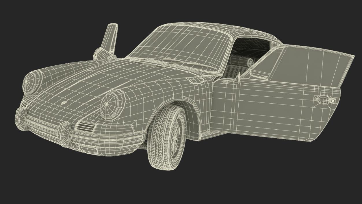 3D Porsche 911 1968 Blue Rigged model