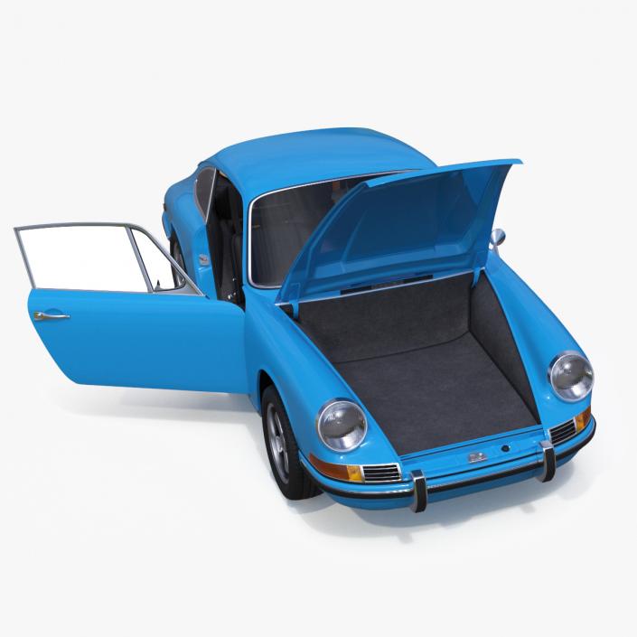 3D Porsche 911 1968 Blue Rigged model