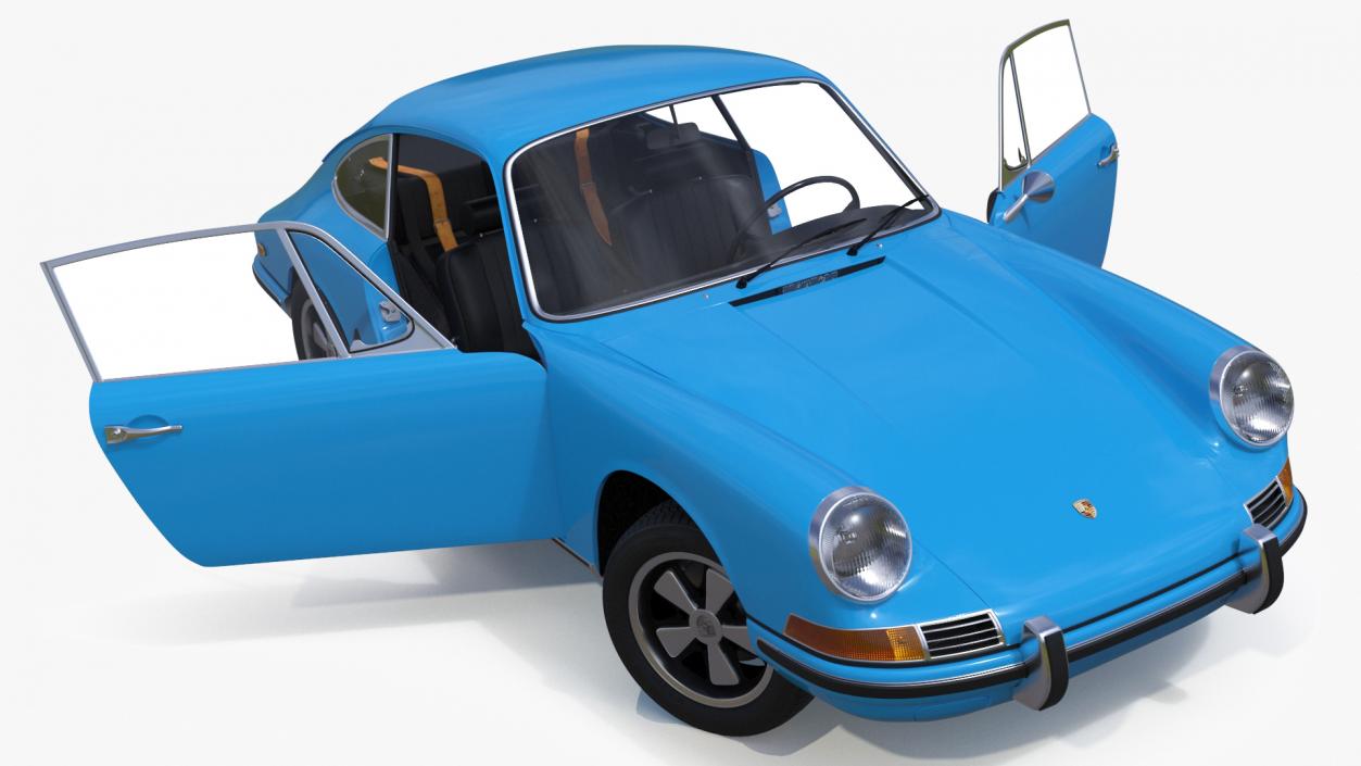 3D Porsche 911 1968 Blue Rigged model