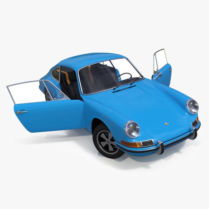 3D Porsche 911 1968 Blue Rigged model