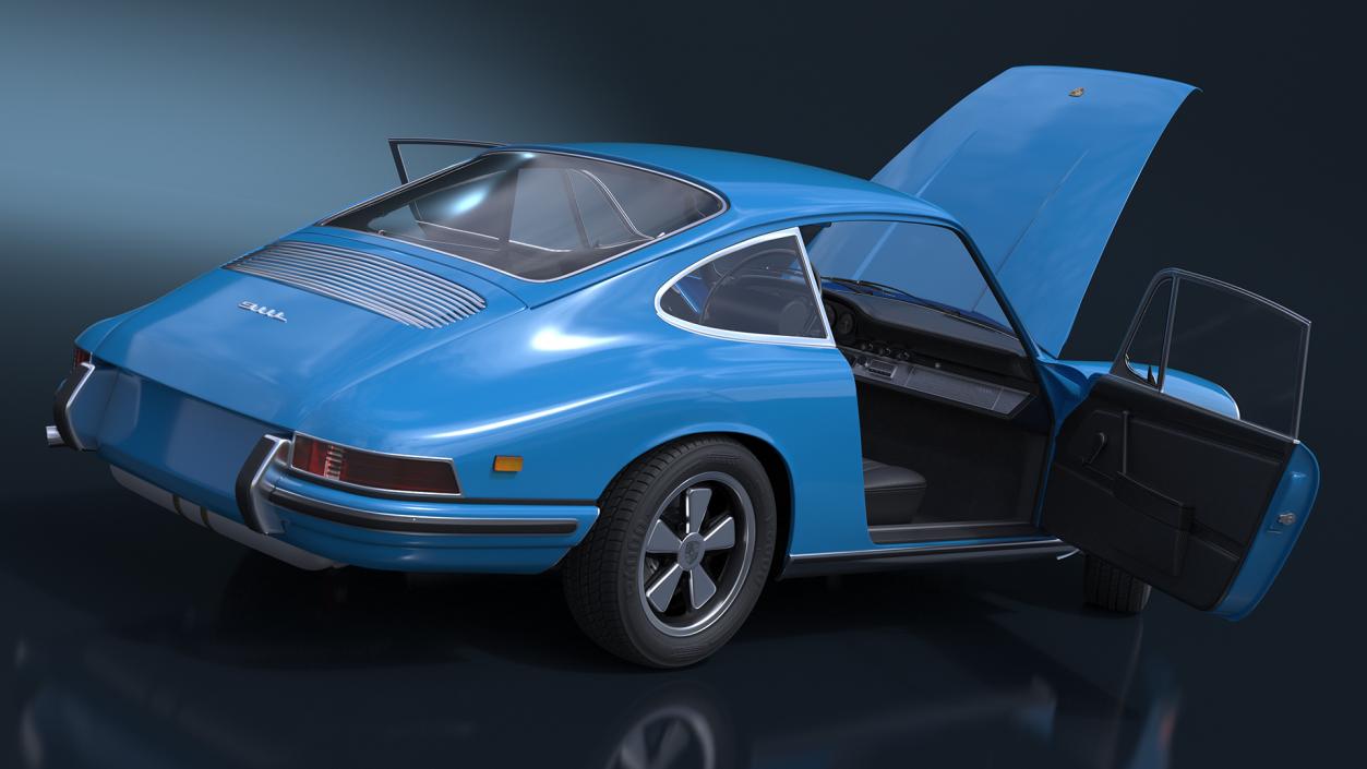 3D Porsche 911 1968 Blue Rigged model