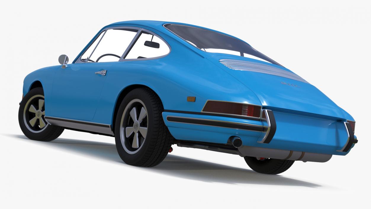 3D Porsche 911 1968 Blue Rigged model