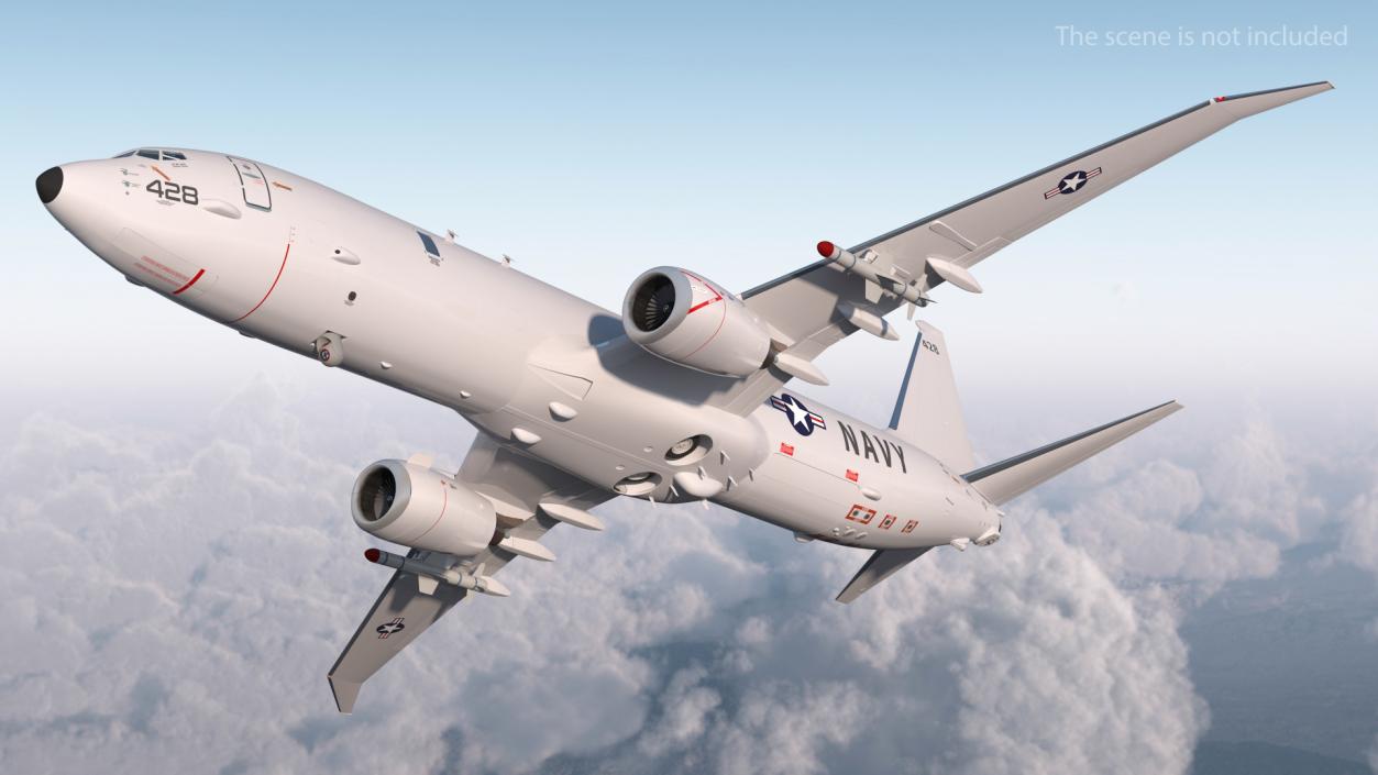 Boeing P-8 Poseidon Military Aircraft Rigged 3D model