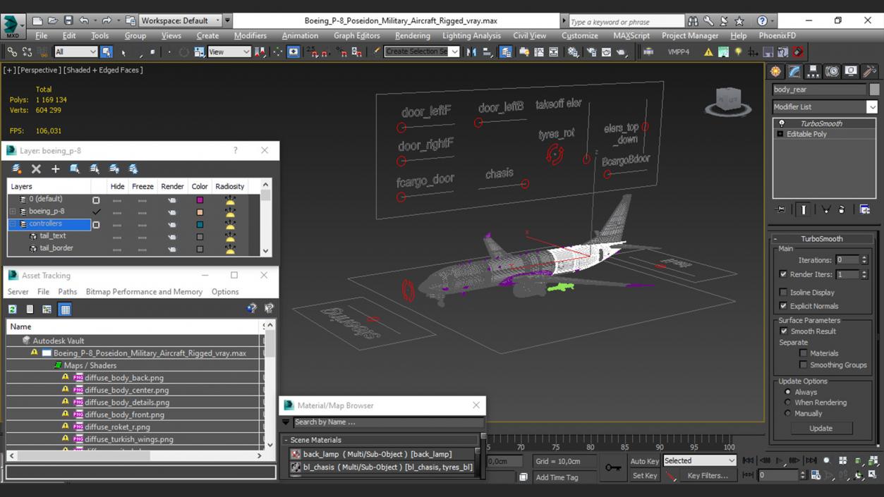 Boeing P-8 Poseidon Military Aircraft Rigged 3D model