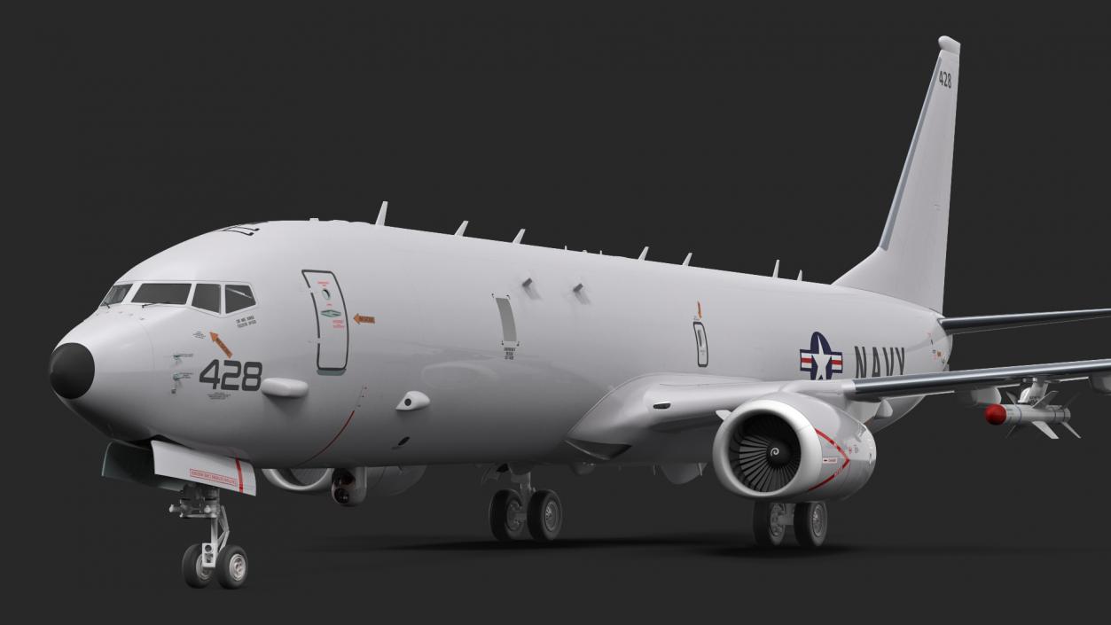 Boeing P-8 Poseidon Military Aircraft Rigged 3D model