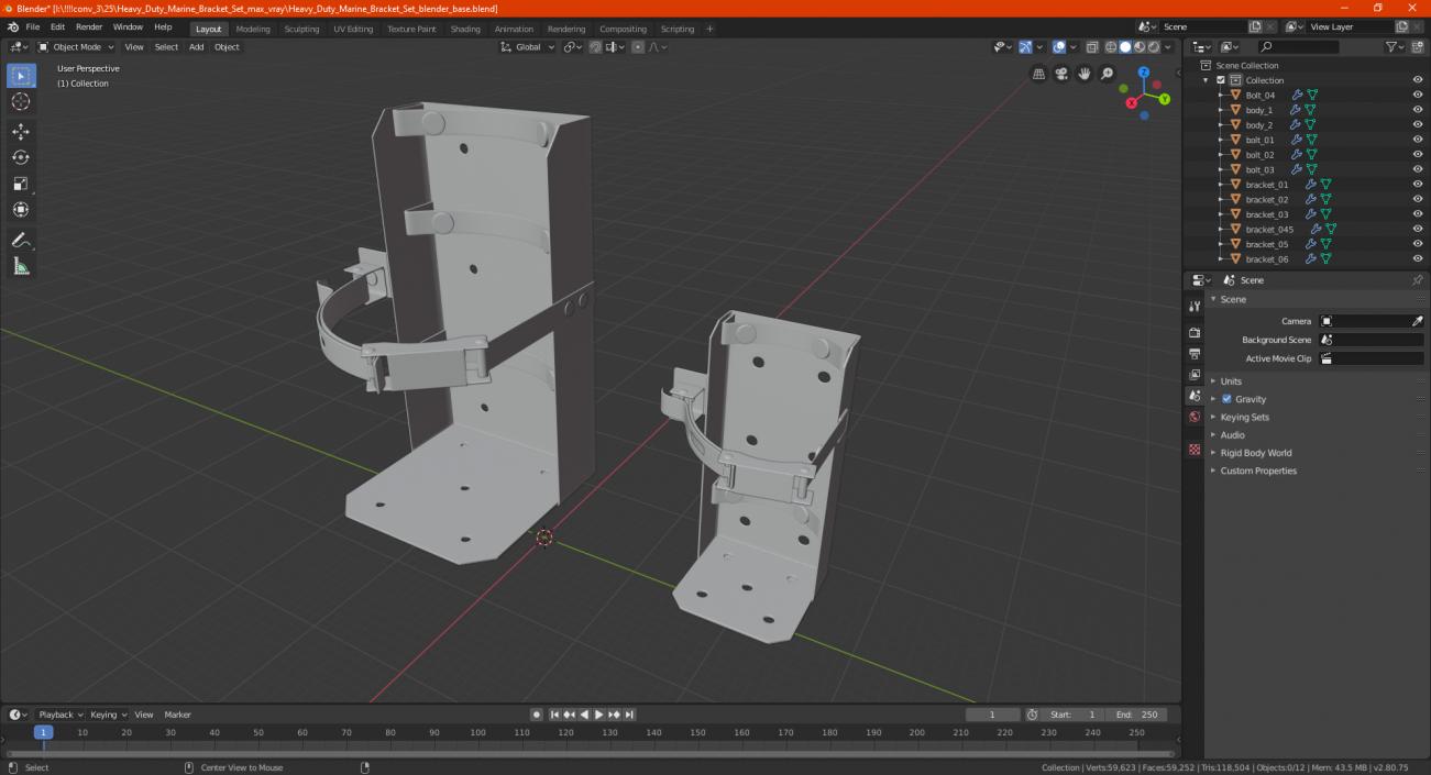 Heavy Duty Marine Bracket Set 3D model