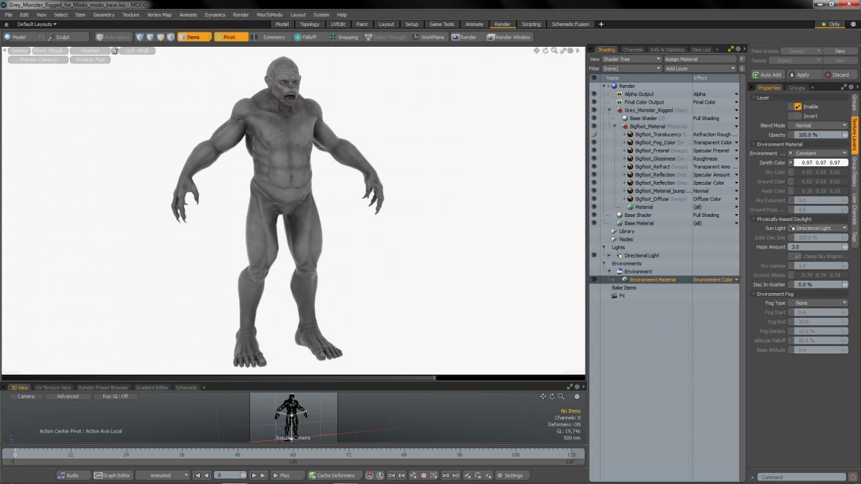 3D Grey Monster Rigged for Modo model