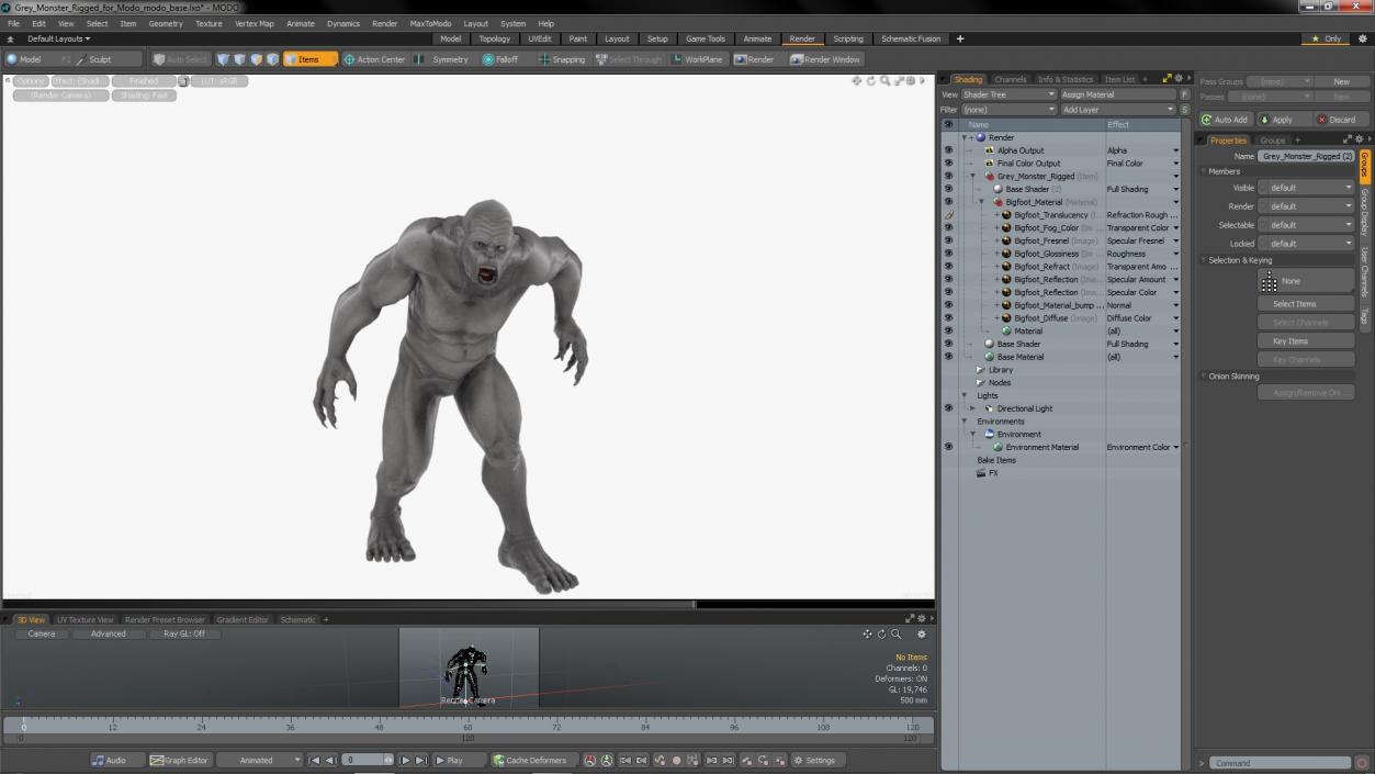 3D Grey Monster Rigged for Modo model