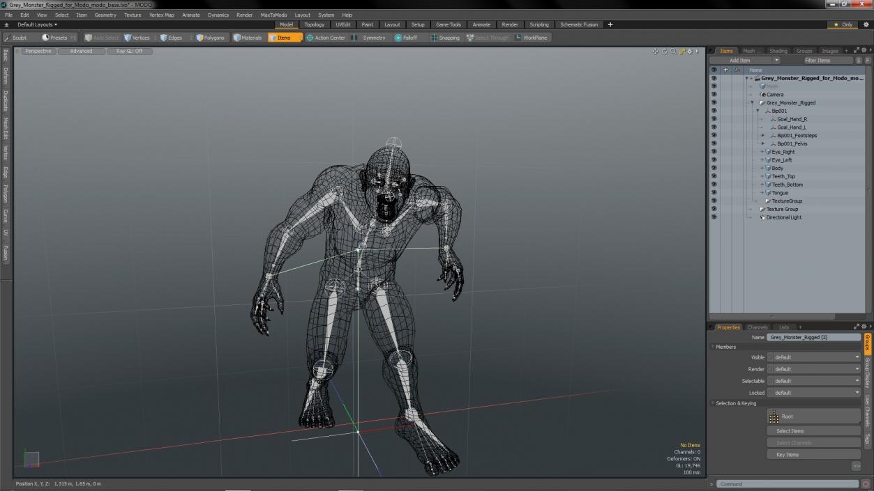 3D Grey Monster Rigged for Modo model