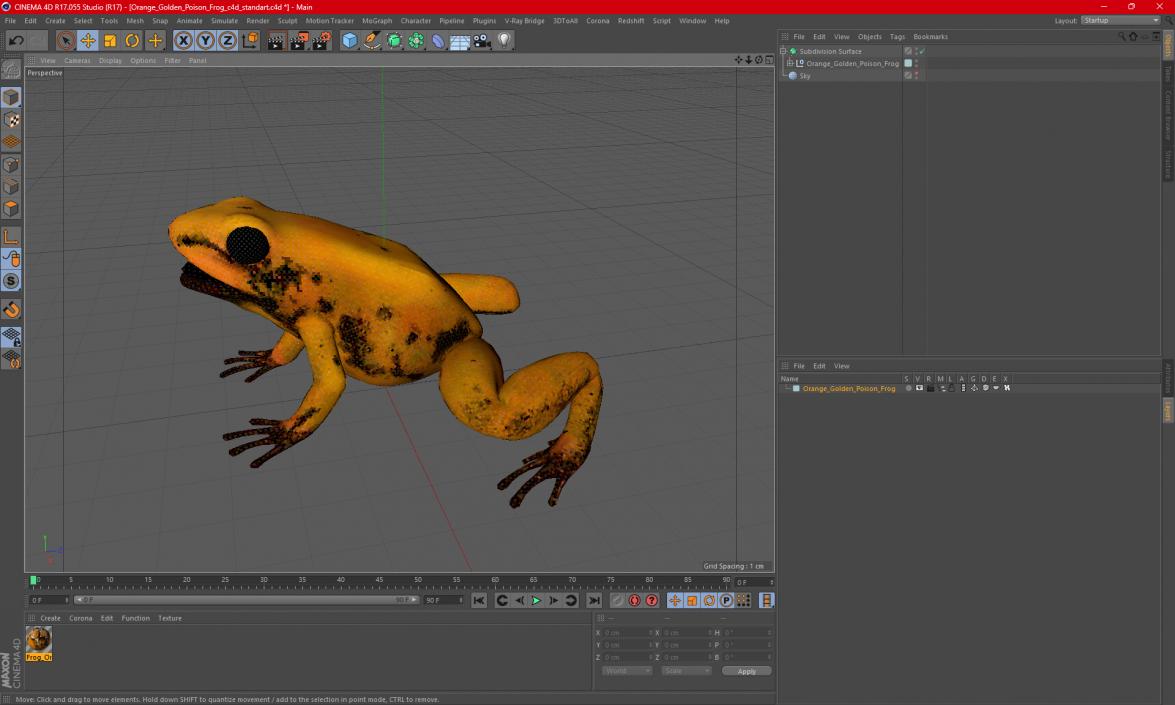 3D model Orange Golden Poison Frog