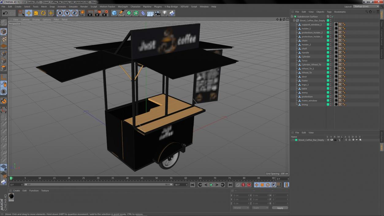 3D Street Coffee Bar Empty model