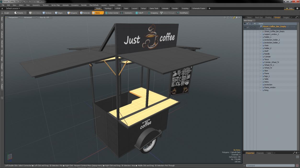 3D Street Coffee Bar Empty model