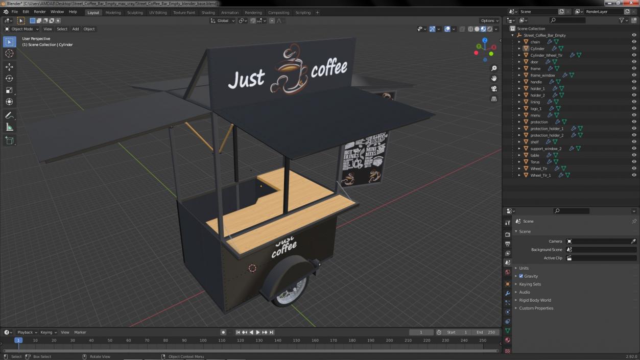 3D Street Coffee Bar Empty model