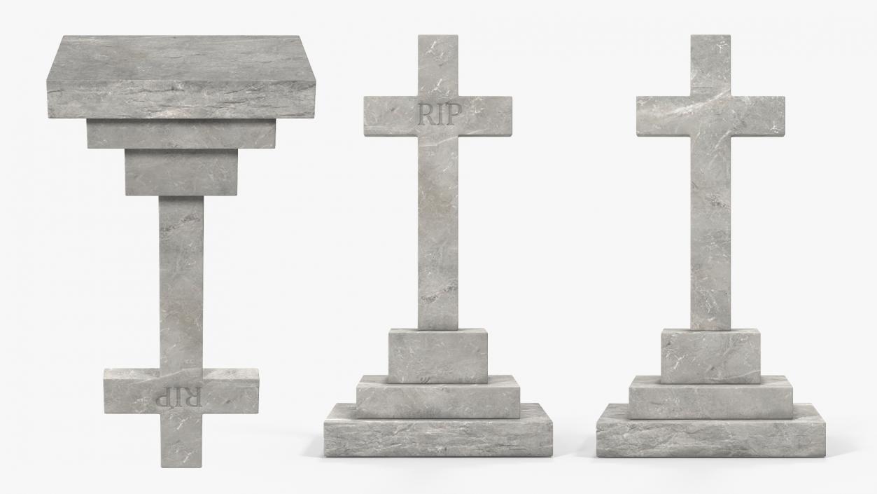 3D Marble Cross Memorial