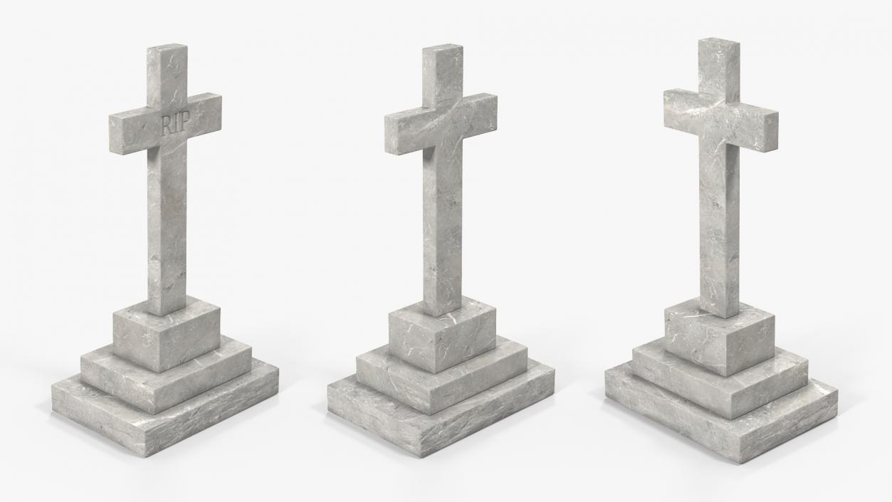 3D Marble Cross Memorial