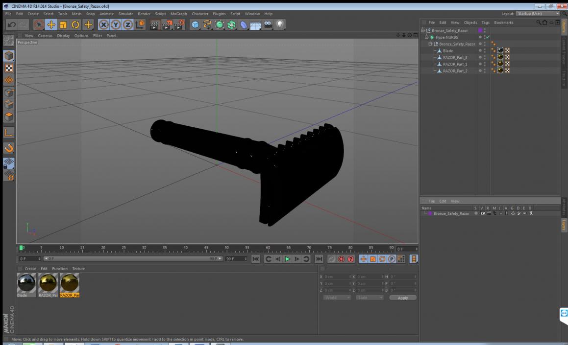 Bronze Safety Razor 3D model