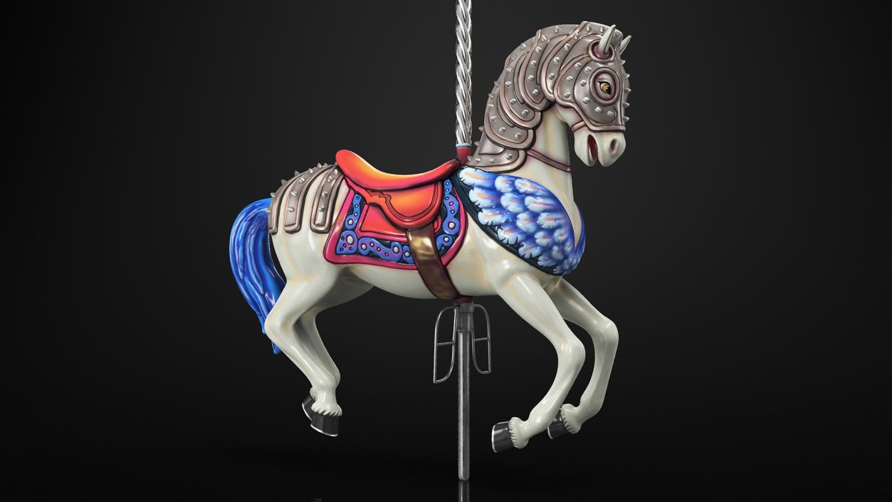 Park Carousel with Horses Rigged 3D