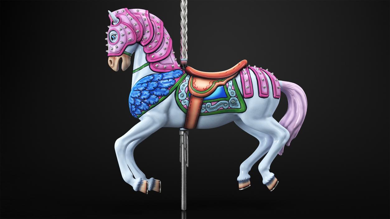 Park Carousel with Horses Rigged 3D