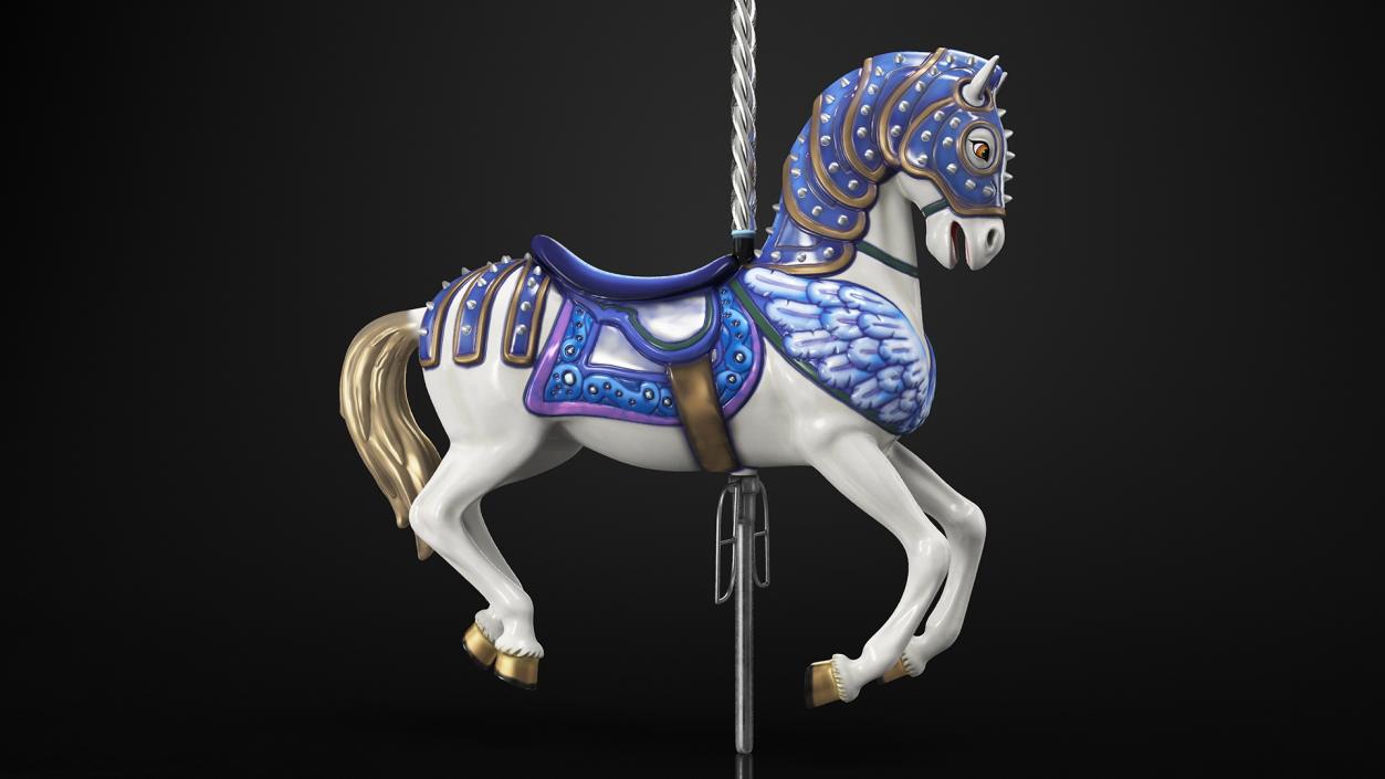 Park Carousel with Horses Rigged 3D